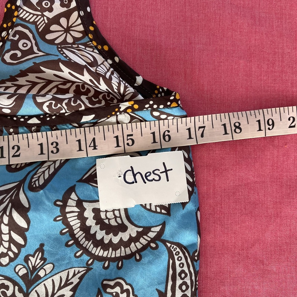 Trina Turk 100% Silk Paisley Tank Top S Racerback Boho Y2K Resort Coastal USA - Picture 6 of 11
